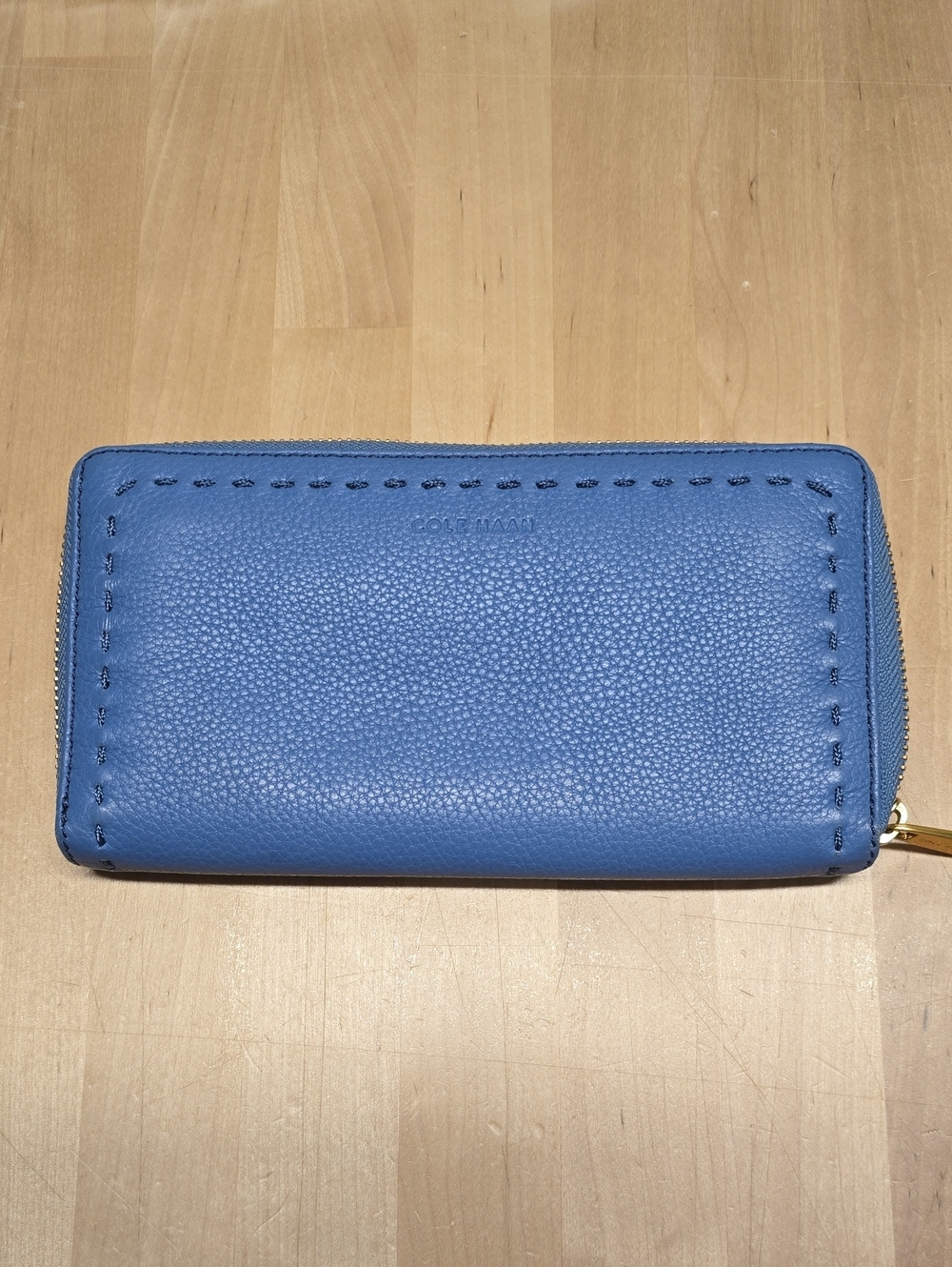 {Cole Haan} Blue Leather Zip Wallet